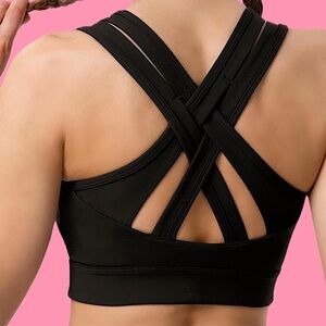 NWT‎ Luvrobes Black Criss-Cross Sports Bra Sz XS